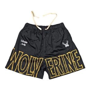 Wolverine Civil Regime Black Athletic Mesh Shorts with Yellow Accent